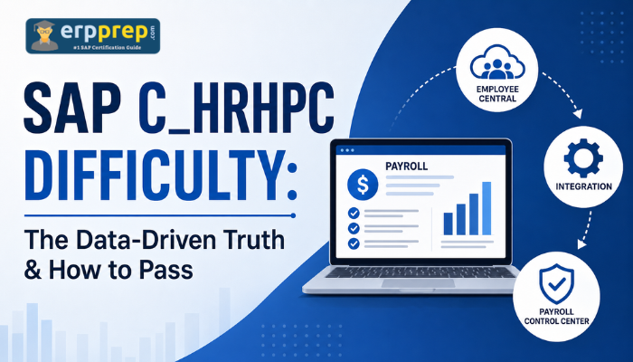 SAP C_HRHPC certification difficulty guide with payroll, integration, and control center visuals for exam prep