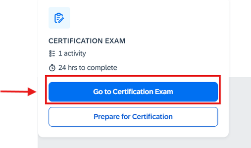 SAP Scenario Based Assessment dashboard with Go to Certification Exam button to start SAP certification process