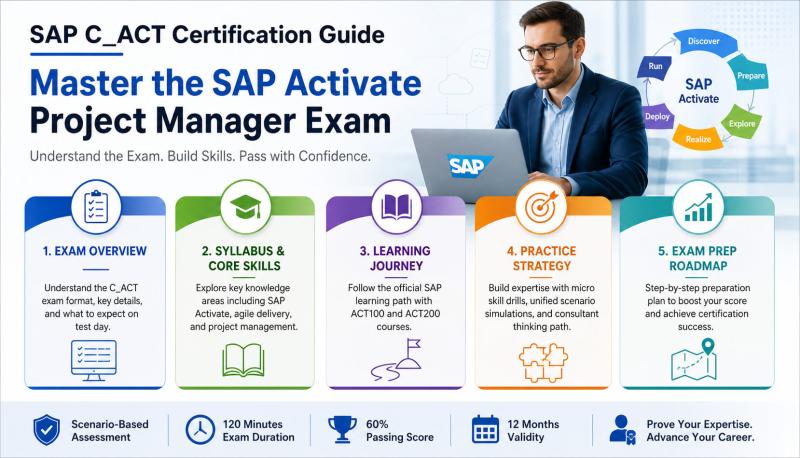 SAP C_ACT Exam Format guide image with SAP Activate certification roadmap, practice strategy, and exam overview