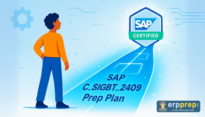 Confident user follows SAP C_SIGBT_2409 Prep Plan pathway toward SAP certification success