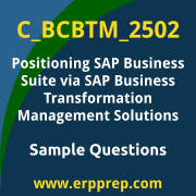 Get C_BCBTM_2502 Dumps Free, and SAP Positioning SAP Business Suite via SAP Business Transformation Management Solutions PDF Download for your Positioning SAP Business Suite via SAP Business Transformation Management Solutions Certification. Access C_BCBTM_2502 Free PDF Download to enhance your exam preparation.