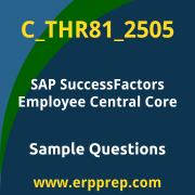 Get C_THR81_2505 Dumps Free, and SAP SuccessFactors Employee Central Core PDF Download for your SAP SuccessFactors Employee Central Core Certification. Access C_THR81_2505 Free PDF Download to enhance your exam preparation.