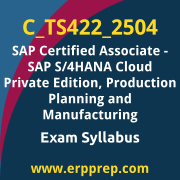 Access the C_TS422_2504 Syllabus, C_TS422_2504 PDF Download, C_TS422_2504 Dumps, SAP S/4HANA Cloud Private Edition Production Planning and Manufacturing PDF Download, and benefit from SAP free certification voucher and certification discount code.