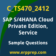 Get C_TS470_2412 Dumps Free, and SAP S/4HANA Cloud Private Edition Service PDF Download for your SAP S/4HANA Cloud Private Edition, Service Certification. Access C_TS470_2412 Free PDF Download to enhance your exam preparation.