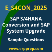 Get E_S4CON_2025 Dumps Free, and SAP S/4HANA Conversion and SAP System Upgrade PDF Download for your SAP S/4HANA Conversion and SAP System Upgrade Certification. Access E_S4CON_2025 Free PDF Download to enhance your exam preparation.